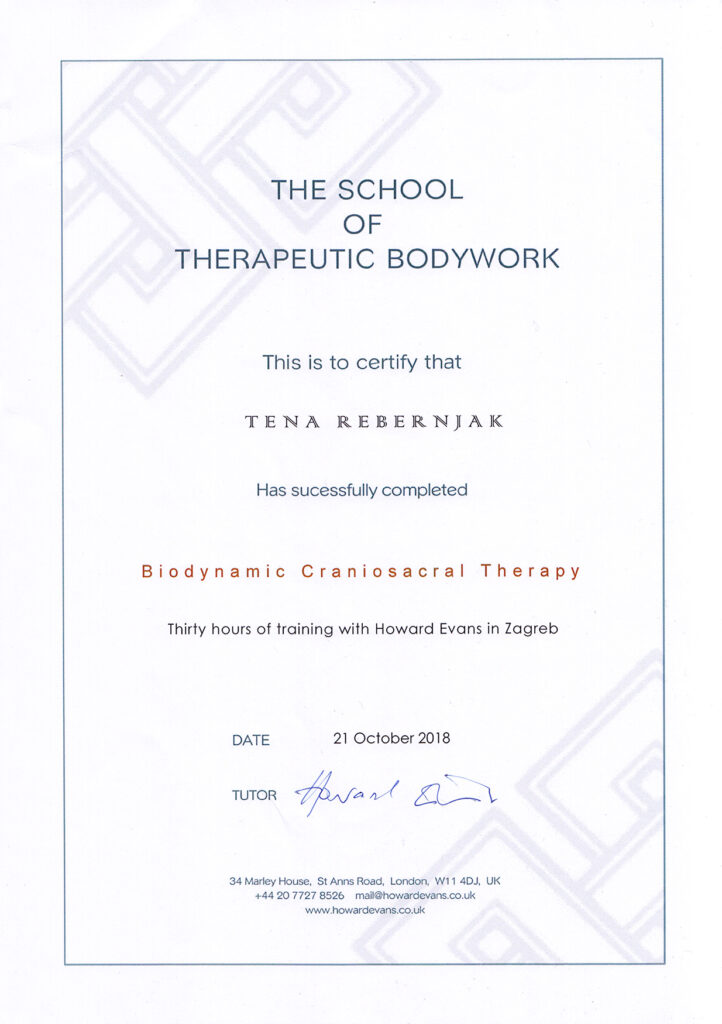 Third course of Craniosacral Therapy